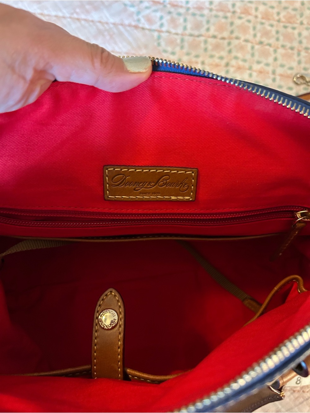 Dooney & Bourke Pebbled Leather Bristol Satchel in midnight blue, EUC! - Picture 13 of 16
